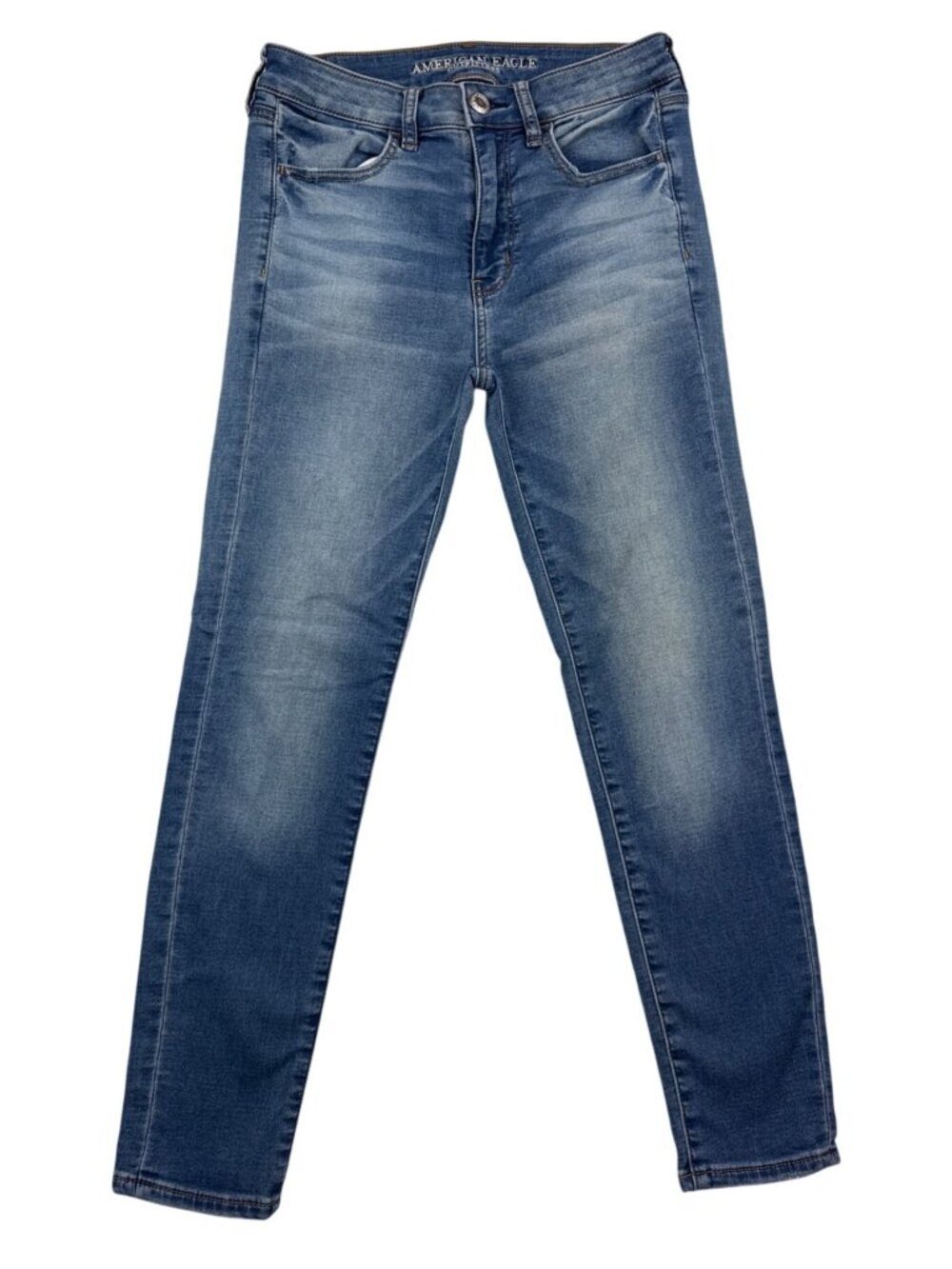 American Eagle Outfitters Sz 6 Super Stretch Skinny Jeans Blue Mid Rise Denim